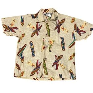 Lord of Hawaii Surfboard Button Down Cotton Shirt